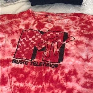 Red tie die MTV crop